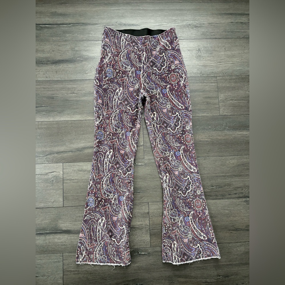 Knox Rose Paisley Pull On Corduroy High-Rise Flare Pants Boho Indie Size 8